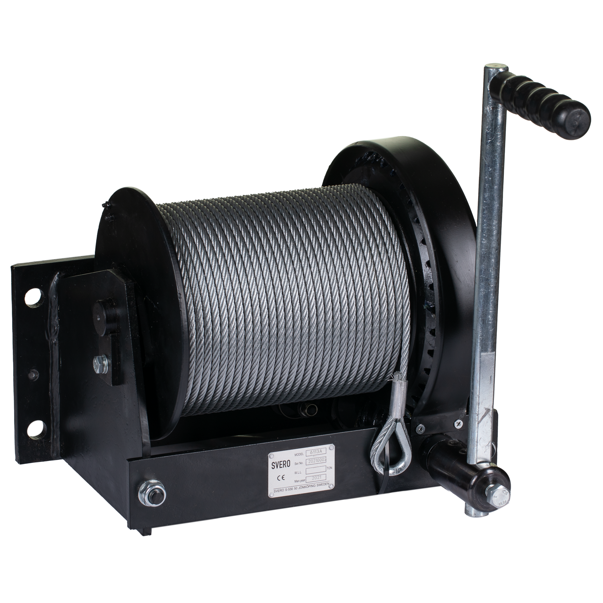 Winch wallmounted, grooved drum, 300 KG