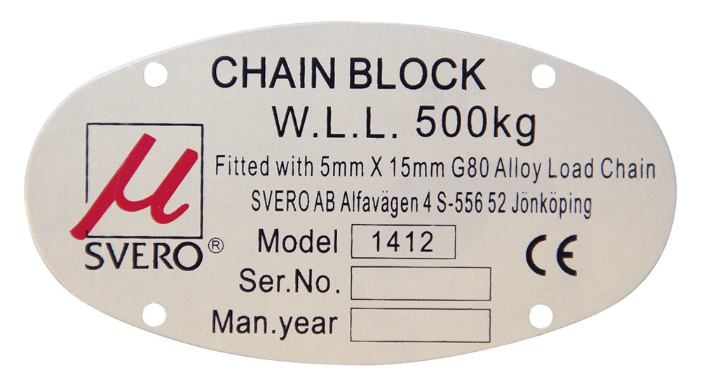 NAME PLATE, TYP 14, 2000KG